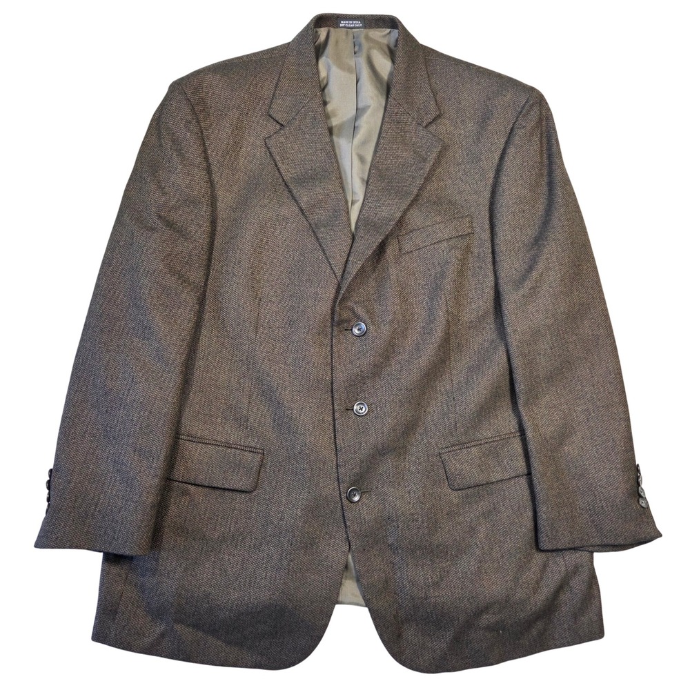 Oscar de la Renta Lambswool Sport Coat Brown Men's Blazer 46R Career Businessman